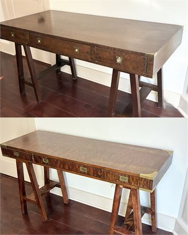 Burlwood “Sawhorse” Desk & Credenza