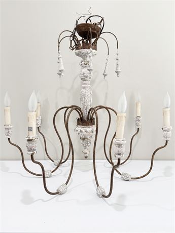 Distressed White & Gold Chandelier