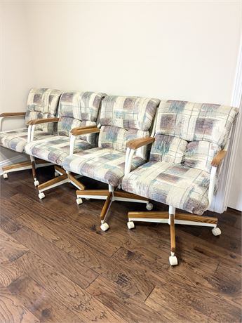 Set of (4) Upholstered Swivel-Tilt Caster Chairs