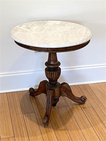 Solid Wood Marble Top Pedestal Table