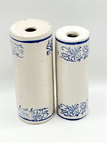 Pair (2) ~ Blue & White Stoneware Rolling Pins