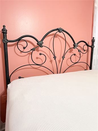 Black Floral & Scroll Design Metal Bed