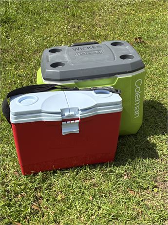 RUBBERMAID / COLEMAN ~ Pair (2) of Coolers