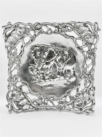 ARTHUR COURT ~ Elephant & Leopard Aluminum Square Serving Bowl