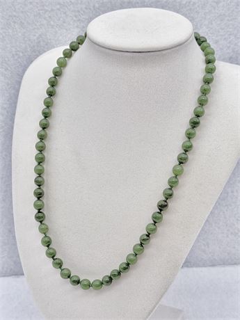 KOBUR VALLEY JADE CO. ~ 19" Jade Bead Necklace With 14K Clasp
