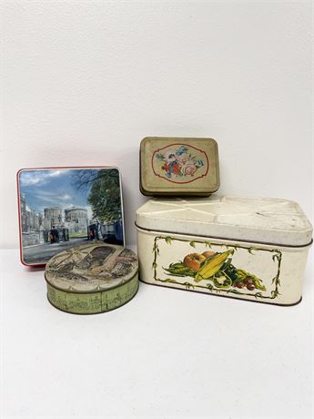 Set of 4 Vintage Tins