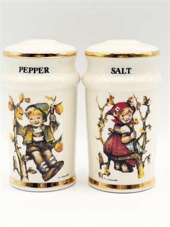 Hummel ~ Apple Tree Boy and Girl Porcelain Salt & Pepper Shaker’s