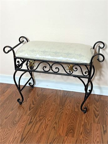 Vintage Style Wrought Iron Vanity Bench
