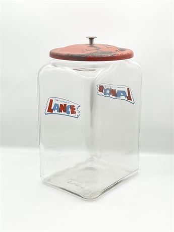 LANCE ~ 13” H Store Counter Cracker Jar With Metal Lid