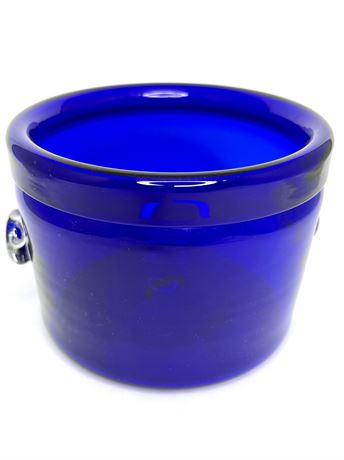 Vintage Hand Blown Blue Cobalt Ice Bucket