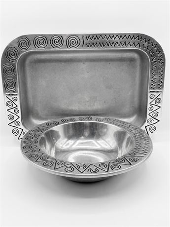 WILTON ARMETALE ~ Reggae Collection ~ 2 Piece Aluminum Serveware