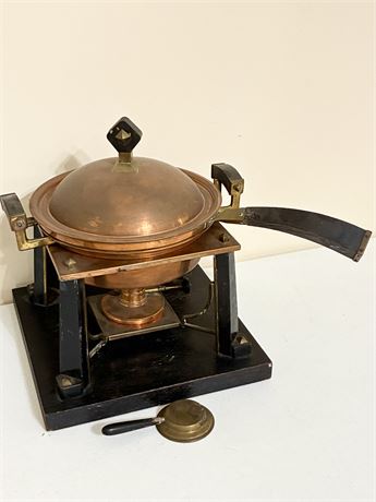 S. STERNAU & CO ~ Arts & Crafts Copper Chafing Dish,