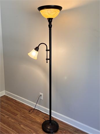 3-Way Torchiere Metal / Glass Floor Lamp