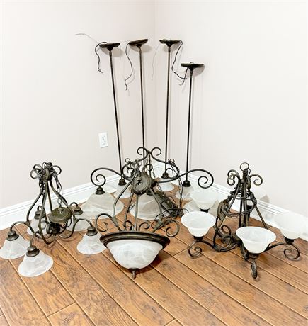 Antiqued Bronze Metal Scroll Design Lighting ~ Lot Of (8)