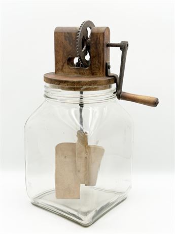 Vtg. Butter Churn With 4Qt. Glass Jar