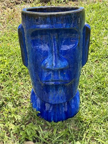 Glazed Terracotta Tiki Head Planter