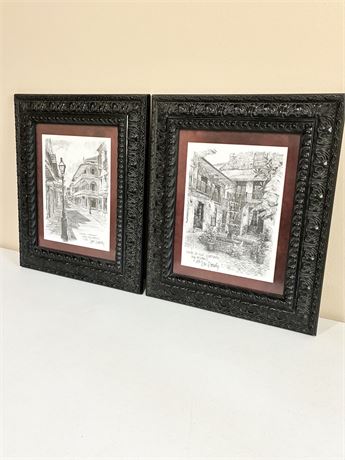 DON DAVEY ~ Pair (2) of Framed Vintage Lithograph NOLA Prints