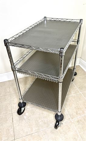 Stainless Steel 3 Tiered Utility Cart on Casters