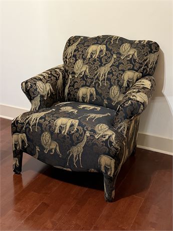 Black and Gold Safari Animal Upholstered Arm Chair