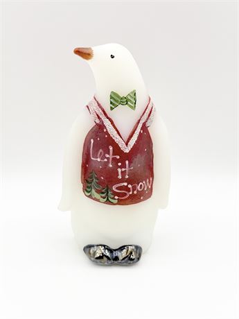 FENTON ~ Let It Snow ~ Hand Painted Satin Glass Penguin