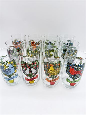 ANCHOR HOCKING ~ Twelve Days Of Christmas ~ Set Of (12)