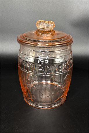 Vintage Pink Depression Glass Planters Peanut Jar