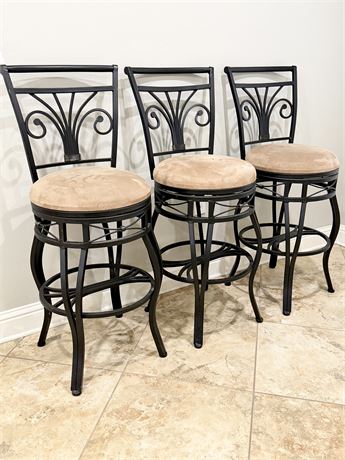 30” Iron Swivel Barstools ~ Set Of (3)