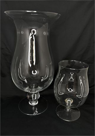 Vintage Hand Blown Glass Hurricane Vases