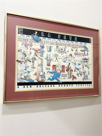 1980 "La Fete" New Orleans Summer Festival Framed Poster