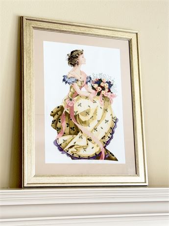 Spring Queen ~ Framed Cross Stitch & Beaded Artwork