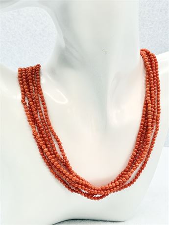 6-Strand Glass Bead Necklace With Decorative Sterling Clasp