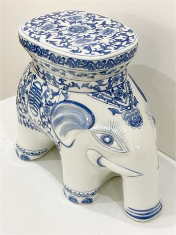 Porcelain Chinoiserie Elephant Garden Stool / Plant Stand
