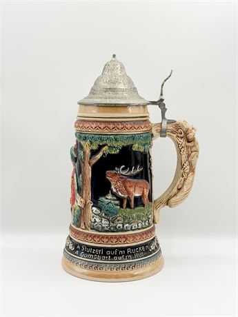 ZOLLER & BORN ~ 13” West German Beer Stein With Lid