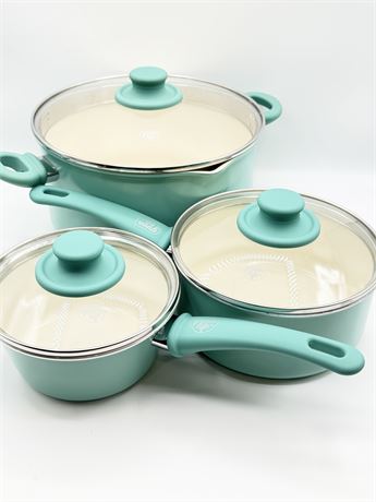 GREEN LIFE ~ Soft Grip Healthy Ceramic Nonstick ~ 3 Pcs. Set