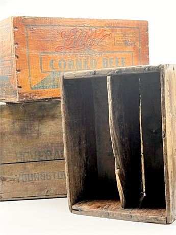 Vtg. Wooden Crates Set Of (3)
