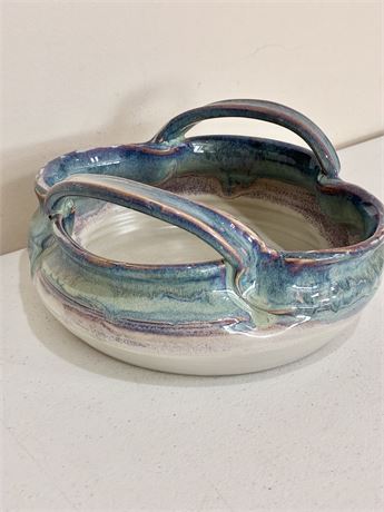 Handmade Double Handled Ceramic Pottery Basket