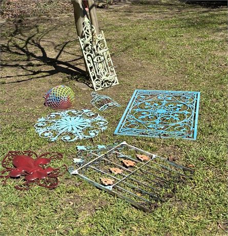 Assorted 7-Piece Painted Metal Yard Art