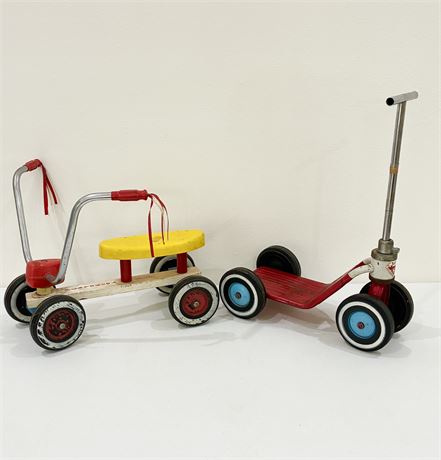 PLAYSKOOL & AMF ~ Vtg Tyke Bike Ride-On Scooter & Jr Wee Scooter
