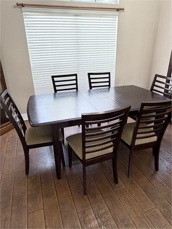 GREEN CONTINENTAL FURN. ~ 7 Piece Dark Wood Dining Room Set