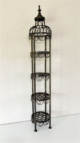 Metal Birdcage-Style 4-Tiered Plant Stand