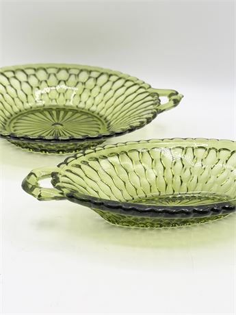 INDIANA GLASS ~ Honeycomb Green ~ 2 Piece Service Set