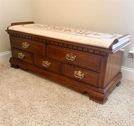 LANE ~ Upholstered Top Cedar Chest / Bench