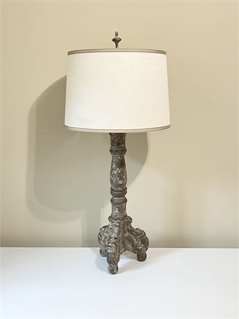 40” Rustic Table Lamp With Linen Lampshade