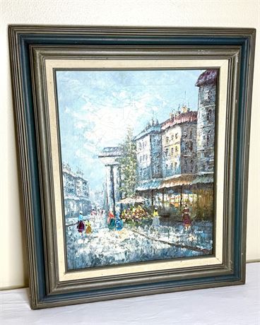 Impressionist Parisian Scene - Vintage Oil Painting on Canvas