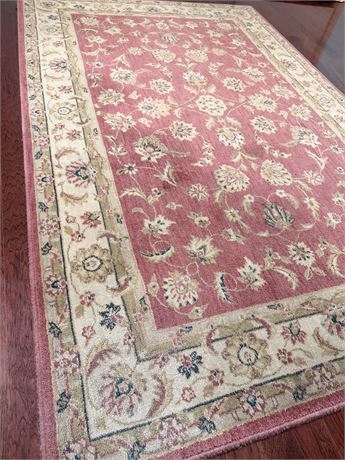 Ivory & Pink Floral Area Rug