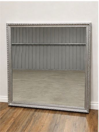 Large Rectangular Silver-Finished Ornate Decorative Framed Wall Mirror