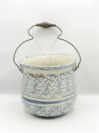 Sponge Ware Pottery Slop Bucket With Wire Handle