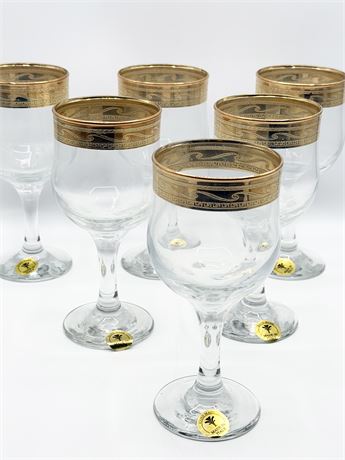 CRISTALLERIA ~ Hand Decorated Italian Wine Glasses ~ Set Of (6)