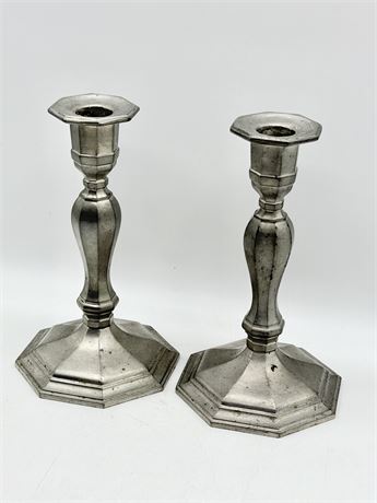 GORHAM ~ Pair (2) Pewter Candlestick Holders