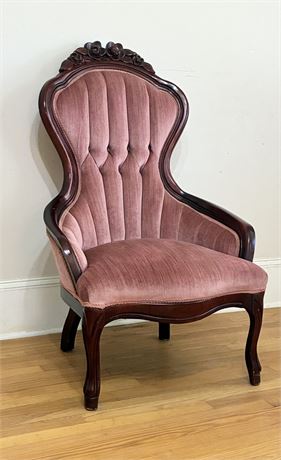 Upholstered Mahogany Victorian Style Parlor Chair